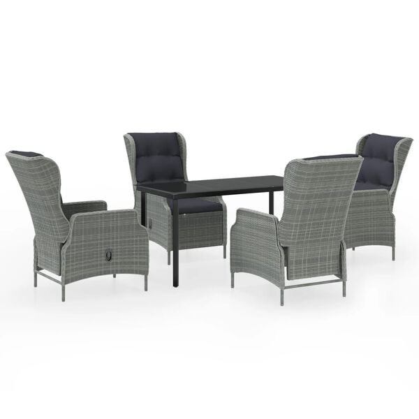 vidaXL Ensemble &agrave; manger de jardin 5 pcs Gris clair