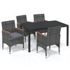 vidaXL Ensemble &agrave; manger de jardin coussins 5pcs R&eacute;sine tress&eacute;e Gris