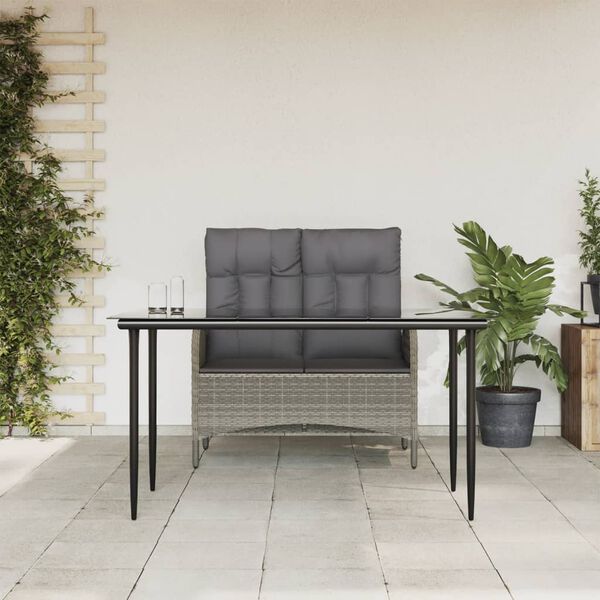 vidaXL Ensemble &agrave; manger jardin et coussins 2 pcs gris rotin