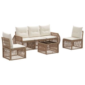 vidaXL Ensemble de canap&eacute; de jardin 6 pc Beige et blanc cr&egrave;me