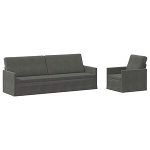 vidaXL Ensemble de Canap&eacute;s 2 pcs Gris fonc&eacute; Tissu en velours c&ocirc;tel&eacute;