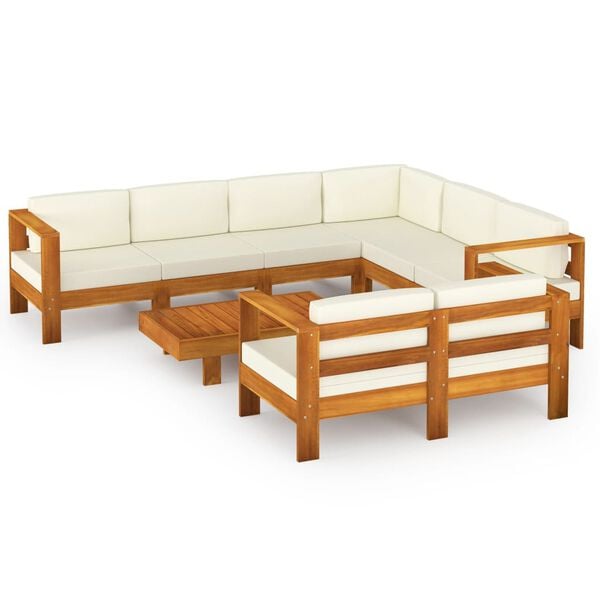 vidaXL Salon de jardin 8 pi&egrave;ces avec coussins 100 x 60 cm Bois d'acacia