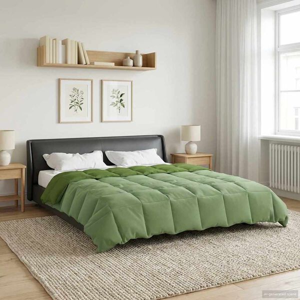 vidaXL Duvet d'&eacute;t&eacute; simple Matelass&eacute; Vert 200 x 220 cm Microfibre