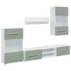 vidaXL Meubles TV avec lumi&egrave;re LED 5 pcs vert olive bois d'ing&eacute;nierie