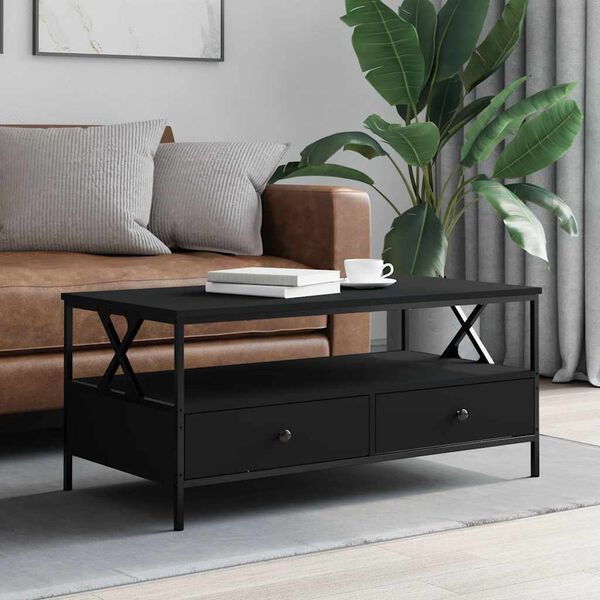 vidaXL Table basse noir 100x51x45 cm bois d'ing&eacute;nierie