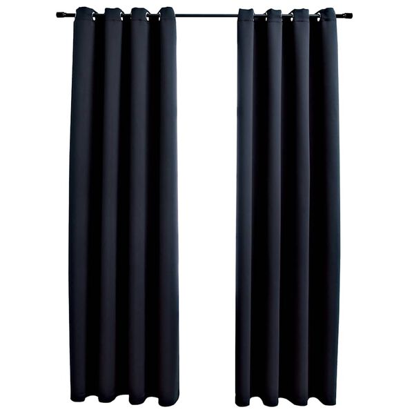 vidaXL Rideaux occultants avec anneaux 2 pièces Noir 137 x 213 cm Tissu