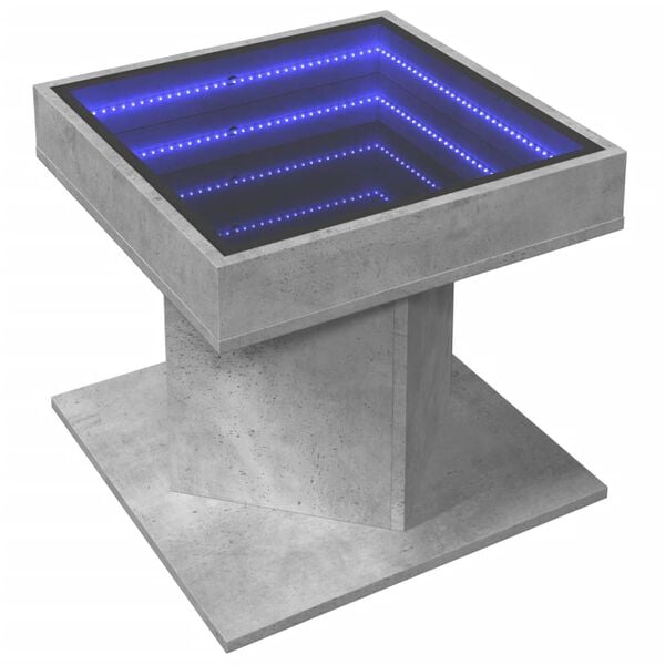 vidaXL Table basse avec LED gris béton 50x50x45 cm bois d'ingénierie
