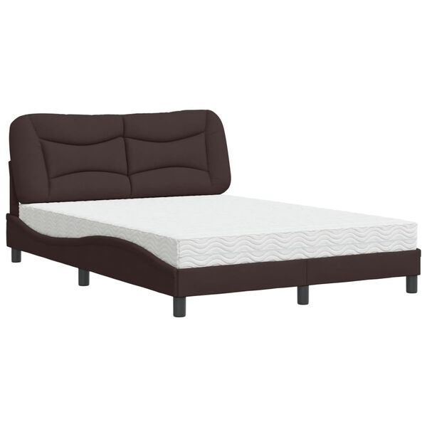 vidaXL Lit avec matelas Hvar marron fonc&eacute; 140x190 cm tissu