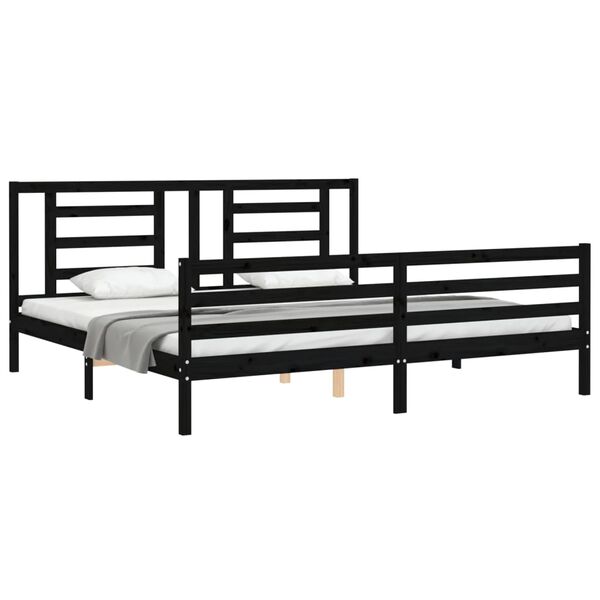 vidaXL Cadre de lit sans matelas noir 200x200 cm bois massif