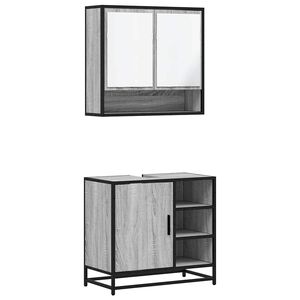 vidaXL Ensemble de meubles de salle de bain 2 pcs Sonoma gris