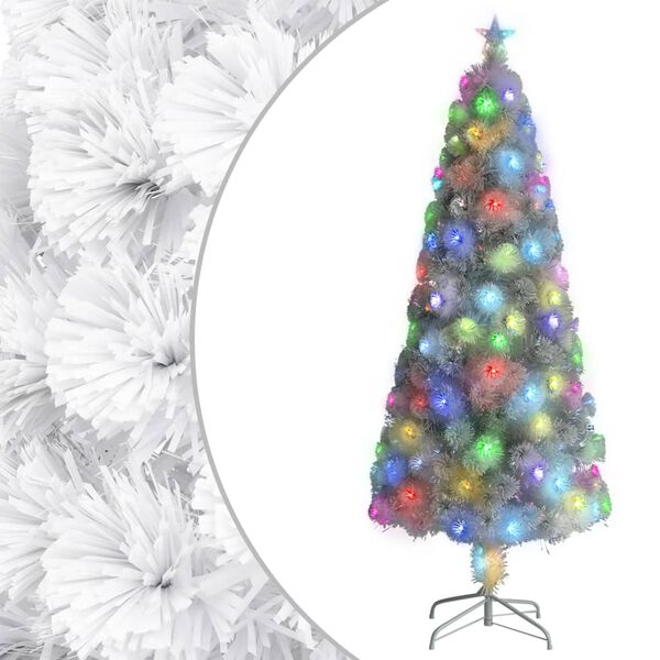 vidaXL Arbre de Noël artificiel pré-éclairé blanc 240 cm fibre optique