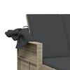 vidaXL Chaise longue double avec auvent et coussins gris clair rotin