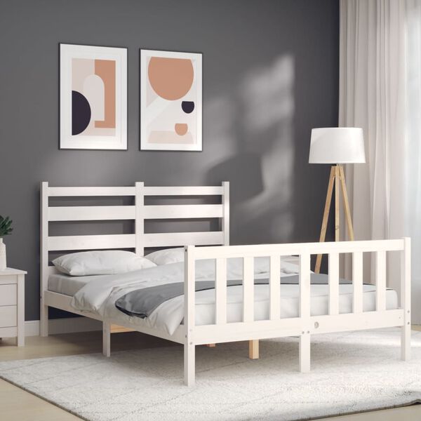 vidaXL Cadre de lit sans matelas blanc bois de pin massif