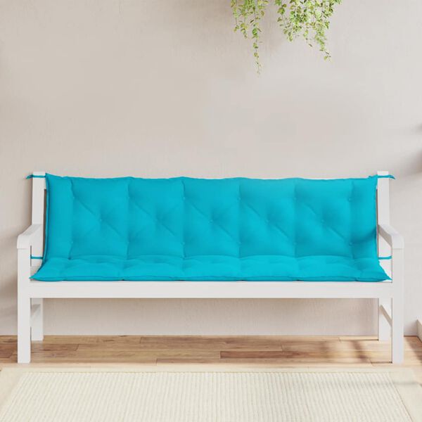vidaXL Coussins de banc de jardin lot de 2 turquoise tissu Oxford