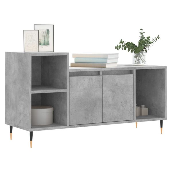 vidaXL Meuble TV Gris b&eacute;ton 100x35x55 cm Bois d'ing&eacute;nierie