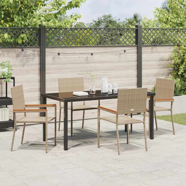 vidaXL Ensemble de salle &agrave; manger pour jardin 5 pcs Beige polyrotin