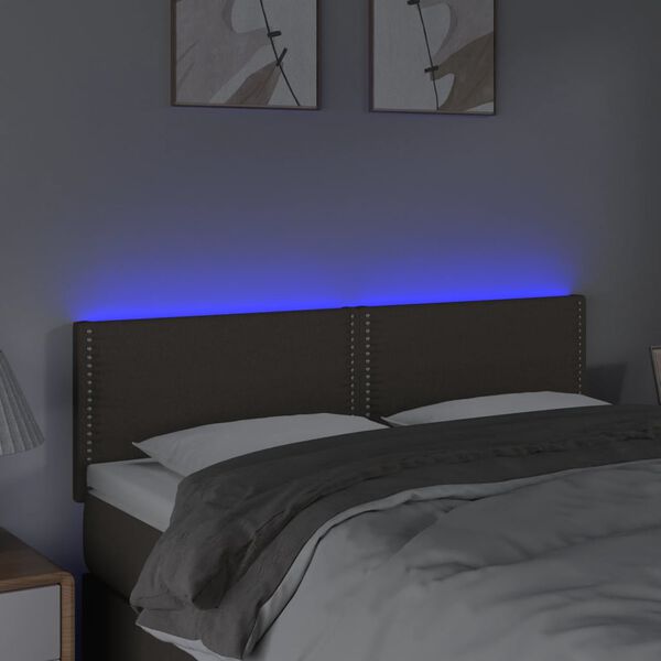 vidaXL T&ecirc;te de lit &agrave; LED Taupe 144x5x78/88 cm Tissu