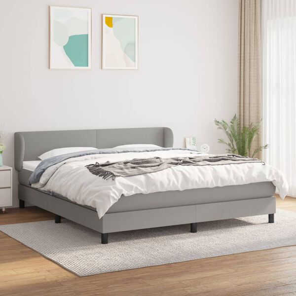 vidaXL Sommier &agrave; lattes de lit avec matelas Gris clair 160x200cm Tissu