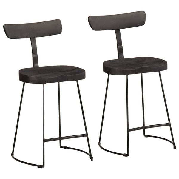 vidaXL Tabourets de bar lot de 2 noir 49x43x79 cm bois manguier massif