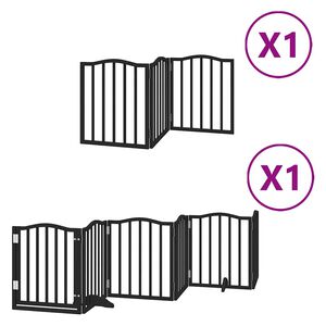 vidaXL Barri&egrave;re pour chien porte pliable 9 panneaux noir bois peuplier