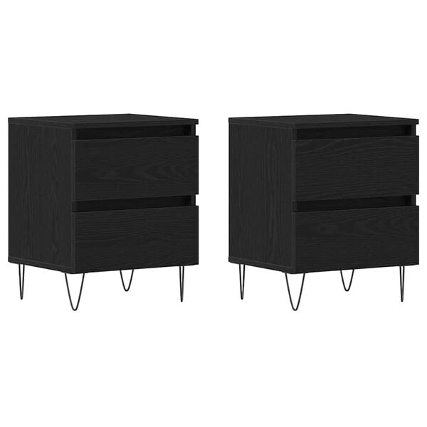 vidaXL Cabinet de chevet avec tiroir 2 pcs Ch&ecirc;ne noir 40 x 35 x 50 cm