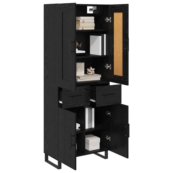 vidaXL Haut Armoire Ch&ecirc;ne noir 69,5 x 34 x 180 cm Bois d'ing&eacute;nierie