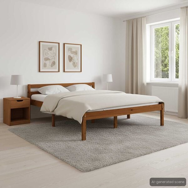 vidaXL Cadre de lit sans matelas marron miel pin massif 140x200 cm