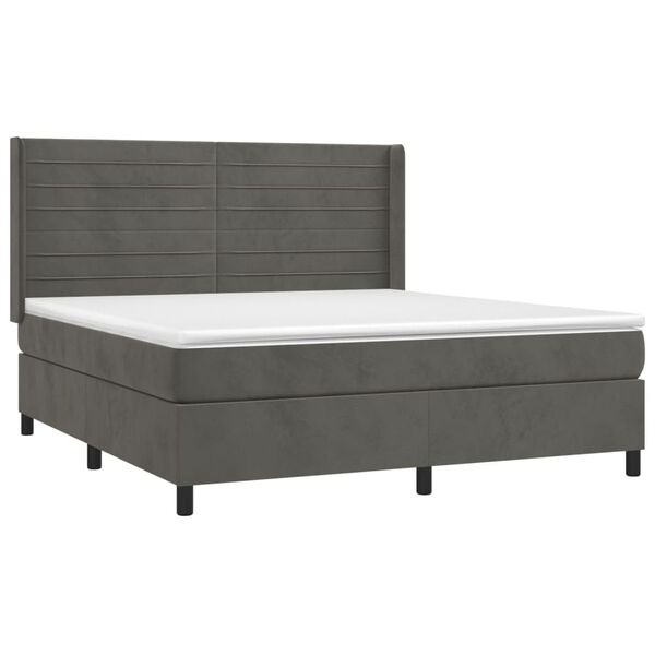 vidaXL Sommier &agrave; lattes de lit matelas et LED Gris fonc&eacute; 160x200 cm