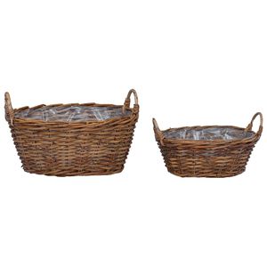vidaXL Panier de Plante avec stockage 2 pcs Marron Rattan Lacak