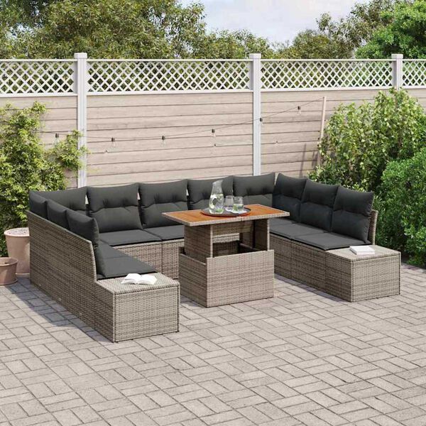 vidaXL Ensemble de canap&eacute; de jardin 10 pcs Gris Poly rotin
