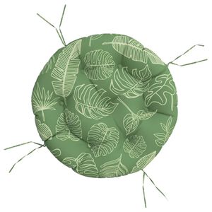 vidaXL Coussin rond &agrave; motif de feuilles &Oslash; 60 x11 cm tissu oxford