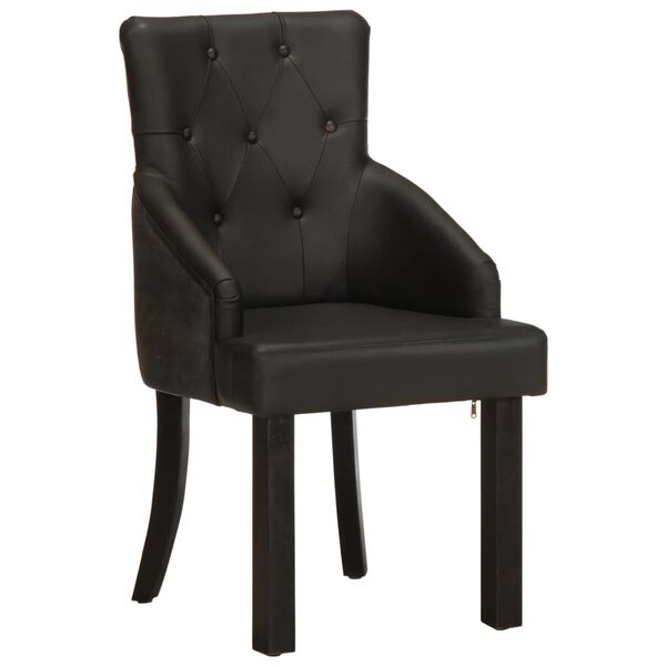 vidaXL Chaises à manger lot de 2 noir cuir de chèvre véritable