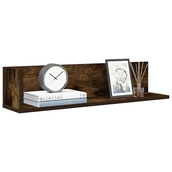vidaXL &Eacute;tag&egrave;res murales 2 pcs ch&ecirc;ne fum&eacute; 75x16,5x16,5 cm