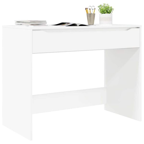 vidaXL Bureau Blanc brillant 100 x 50 x 78 cm Bois d'ing&eacute;nierie
