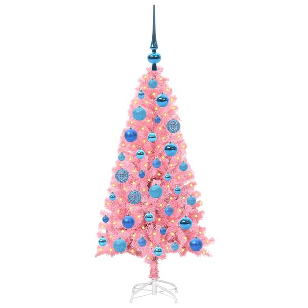 vidaXL Sapin de No&euml;l avec 150 LED avec support Rose 120 cm PVC