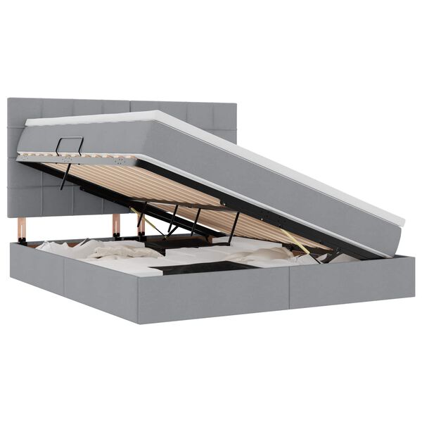 vidaXL Lit avec rangement et LED Gris clair 160 x 200 cm Polyester