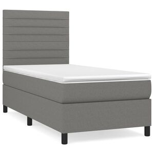 vidaXL Sommier &agrave; lattes de lit avec matelas Gris fonc&eacute; 80x200 cm Tissu