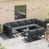 vidaXL Ensemble de canap&eacute; de jardin avec coussin 9 pcs Noir Aluminium