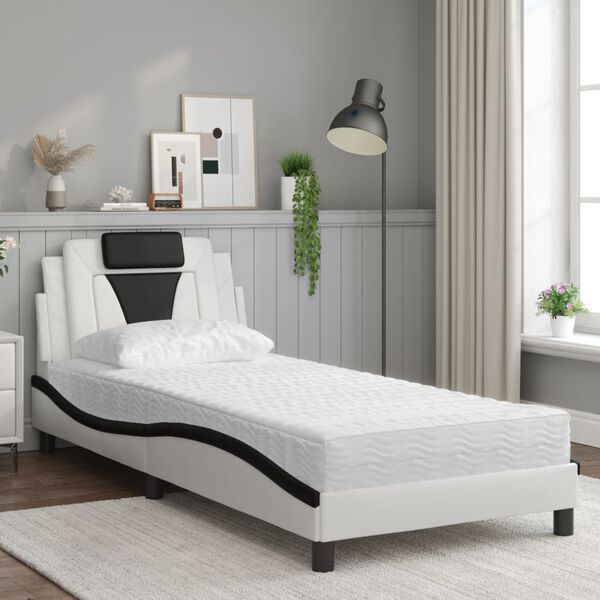 vidaXL Lit Viana avec matelas blanc et noir 80x200 cm similicuir