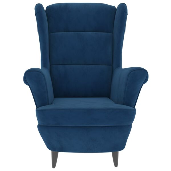 vidaXL Fauteuil &agrave; oreilles avec tabouret bleu velours