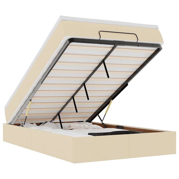 vidaXL Cadre de lit ottoman avec matelas cr&egrave;me 120x190 cm tissu