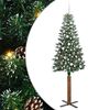 vidaXL Sapin de Noël mince Vert 210 cm PVC et bois de pin massif
