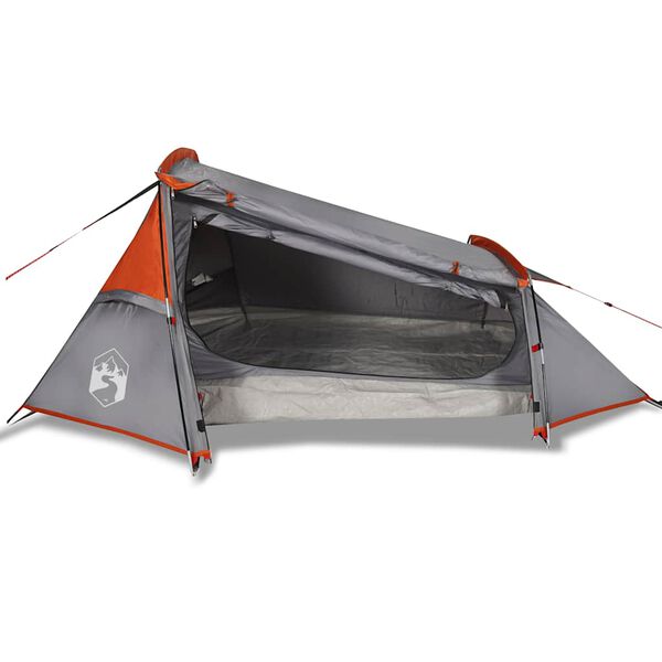 vidaXL Tente de camping tunnel 2 personnes gris et orange imperm&eacute;able