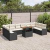 vidaXL Ensemble de canap&eacute; de jardin avec coussin 11 pcs Noir et cr&egrave;me