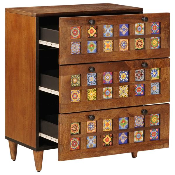 vidaXL Buffet Noyer 60 x 33 x 75 cm Bois de mangue massif