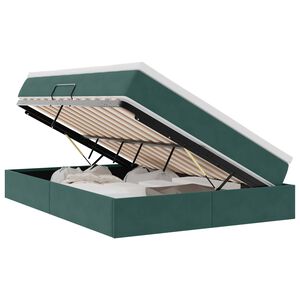 vidaXL Lit avec rangement et matelas Vert fonc&eacute; 140 x 190 cm Velours