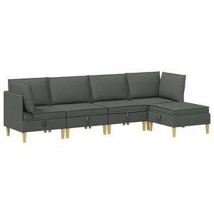 vidaXL Canap&eacute; modulaire avec rangement 5 pcs Gris fonc&eacute; Tissu