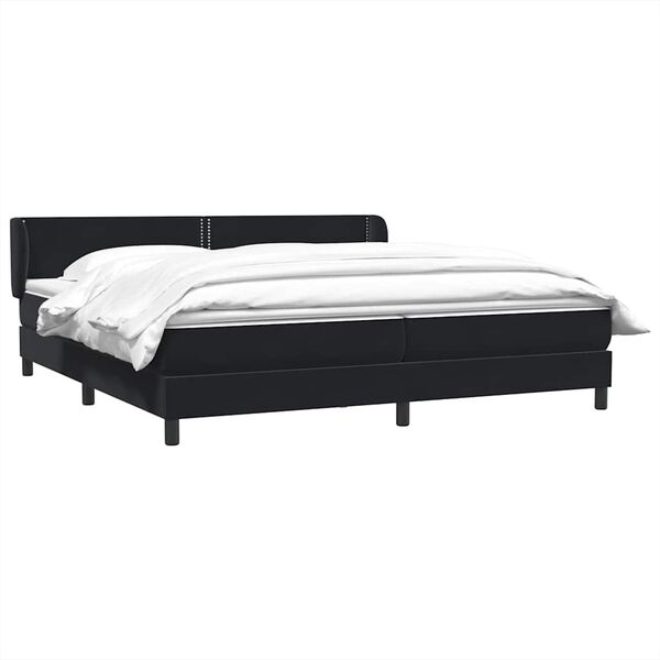 vidaXL Sommier &agrave; lattes de lit avec matelas noir 180x210 cm velours
