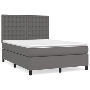 vidaXL Sommier &agrave; lattes de lit avec matelas Gris 140x200 cm Similicuir