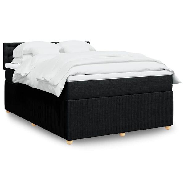 vidaXL Sommier &agrave; lattes de lit avec matelas Noir 140x200 cm Tissu